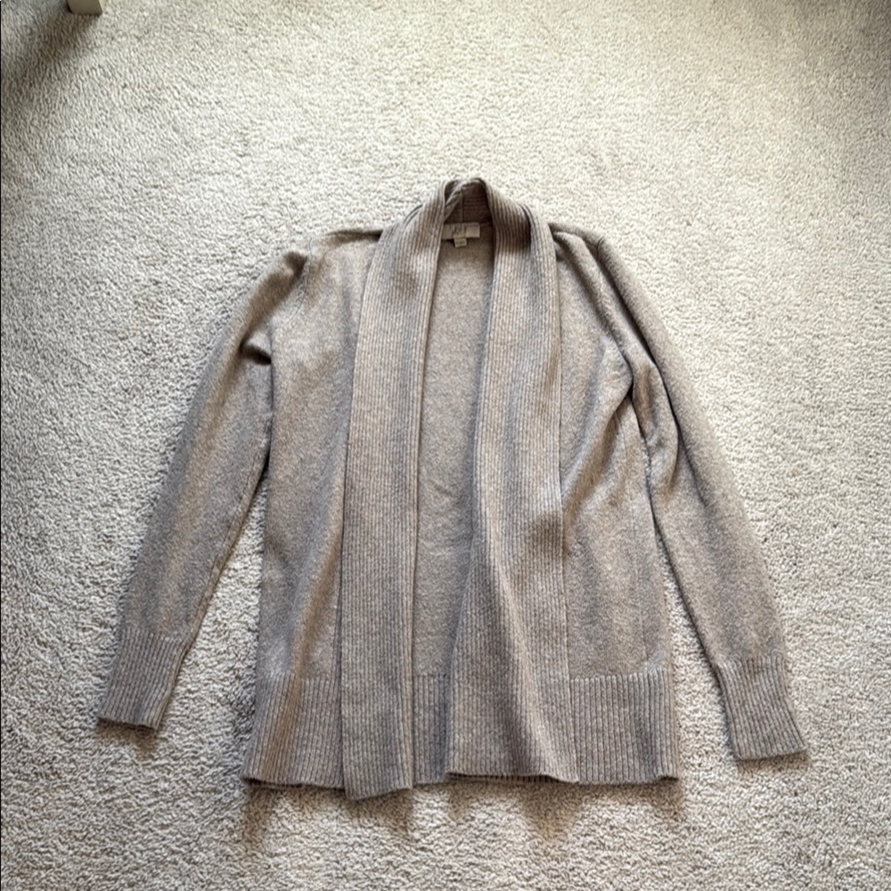 LOFT Heathered Taupe Knit Cardigan